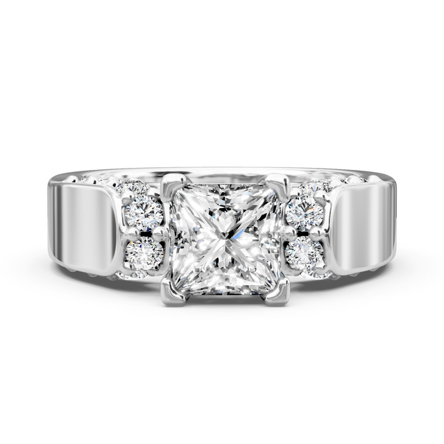 1.15-6.65 CT Princess & Round Cut Lab Grown Diamonds - Engagement Ring