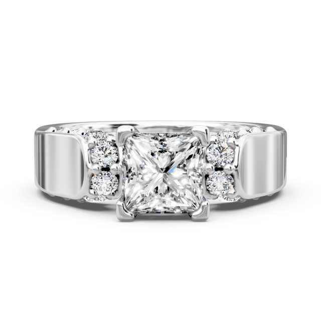 1.00-2.15 CT Princess & Round Cut Natural Diamonds - Engagement Ring