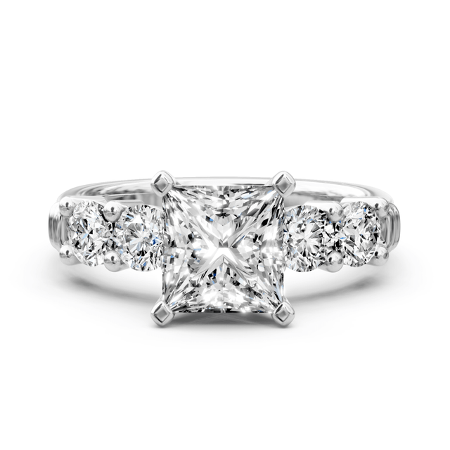 0.85-2.00 CT Princess & Round Cut Natural Diamonds - Engagement Ring
