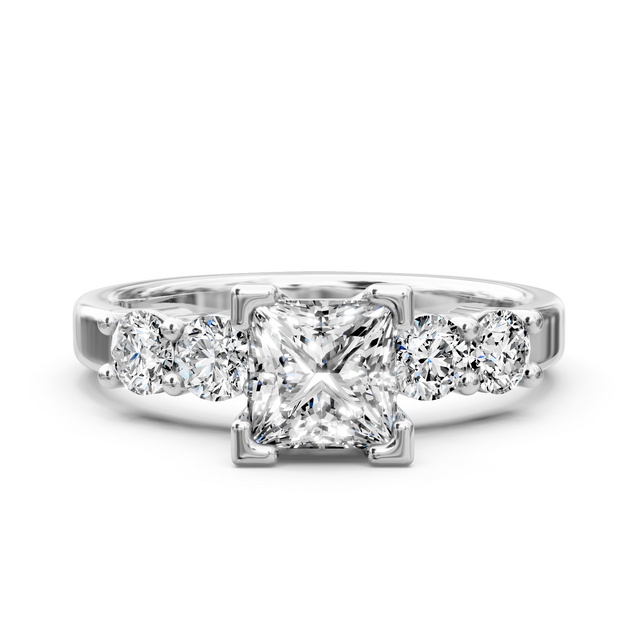 1.10-6.60 CT Princess & Round Cut Lab Grown Diamonds - Engagement Ring