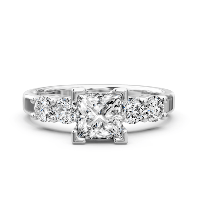 0.95-2.10 CT Princess & Round Cut Natural Diamonds - Engagement Ring
