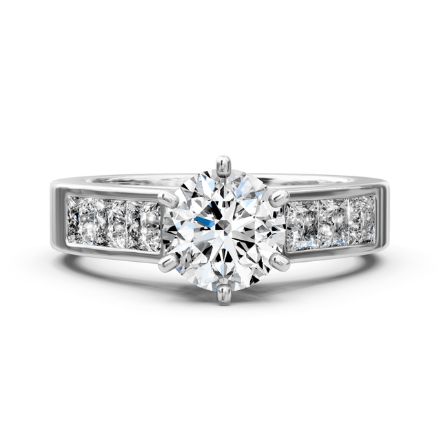 1.40-2.55 CT Princess & Round Cut Natural Diamonds - Engagement Ring