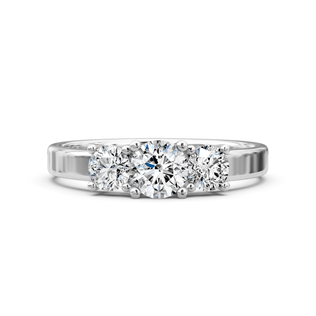 0.90 CT Round Cut Natural Diamonds - Three Stone Rings
