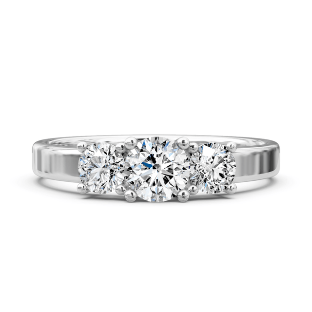 0.90 CT Round Cut Natural Diamonds - Three Stone Rings