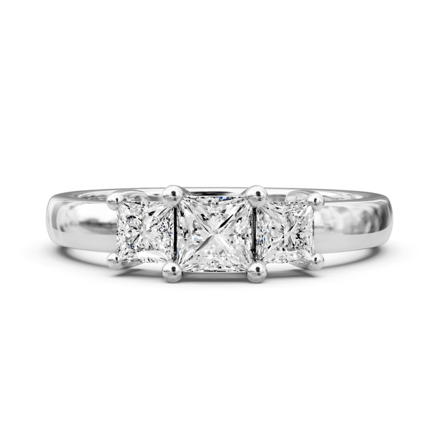 0.30-0.80 CT Princess Cut Natural Diamonds - Three Stone Rings