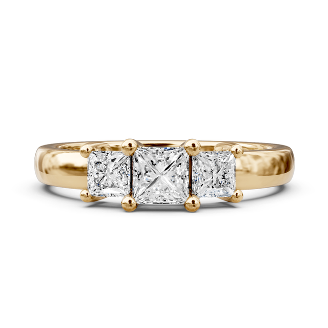0.30-0.80 CT Princess Cut Natural Diamonds - Three Stone Rings