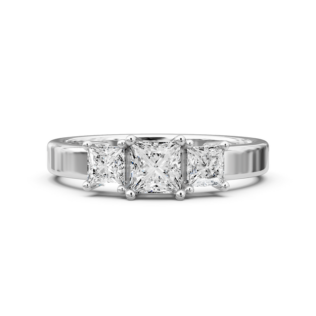 0.95-6.45 CT Princess Cut Lab Grown Diamonds - Three Stone Rings