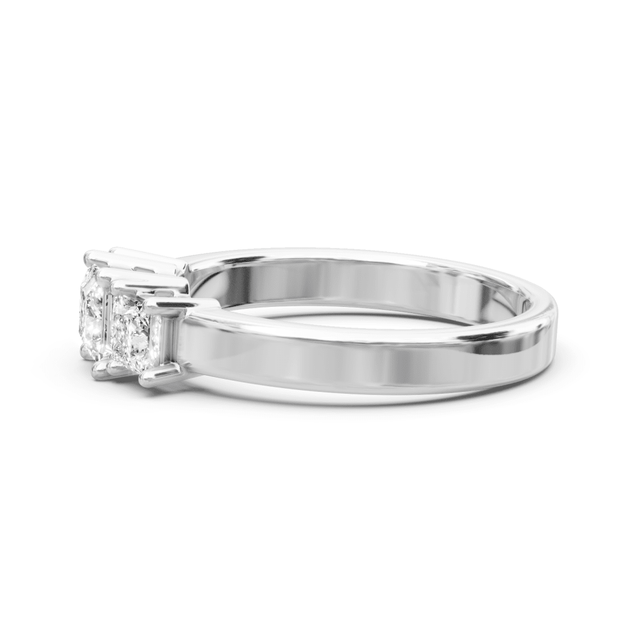 0.90 CT Princess Cut Natural Diamonds - Three Stone Rings