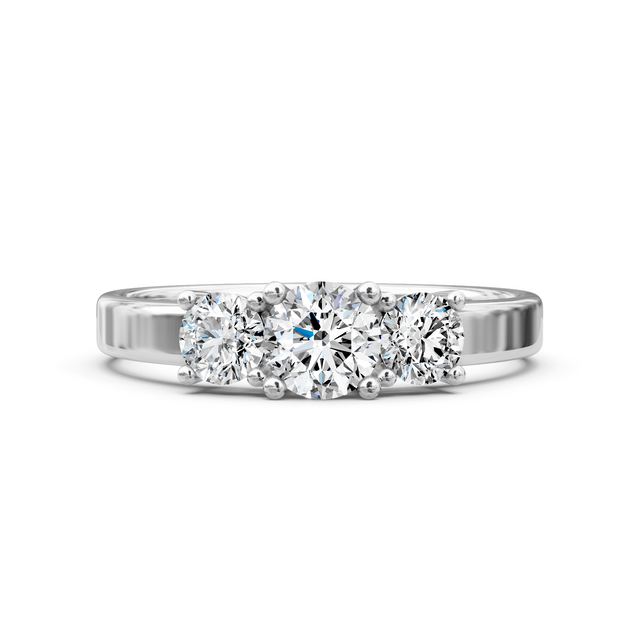 0.95-6.45 CT Round Cut Lab Grown Diamonds - Three Stone Rings