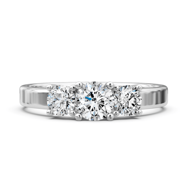 0.90 CT Round Cut Natural Diamonds - Three Stone Rings