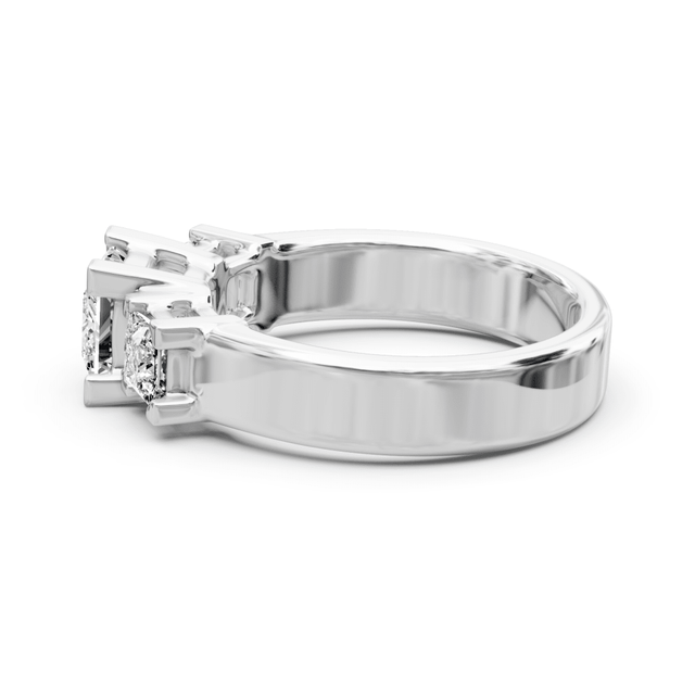 0.80 CT Princess Cut Natural Diamonds - Three Stone Rings