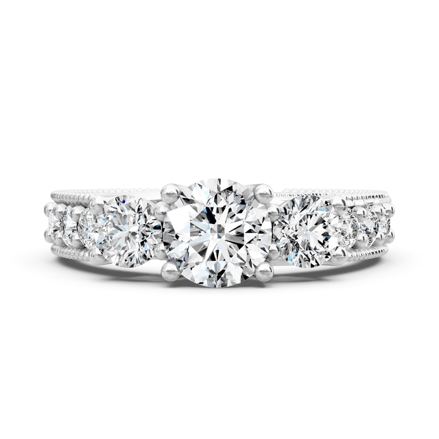 1.25-1.55 CT Round Cut Natural Diamonds - Three Stone Rings