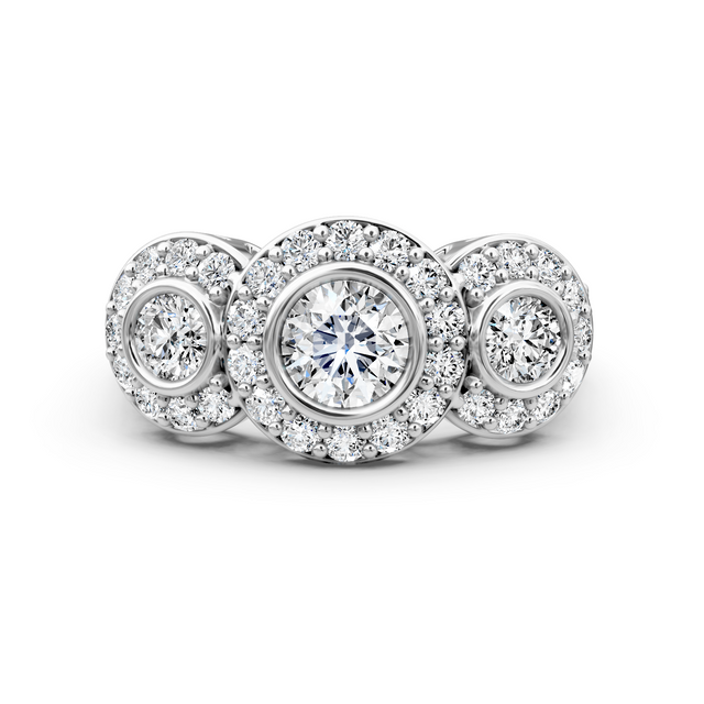 1.75-7.25 CT Round Cut Lab Grown Diamonds - Three Stone Rings