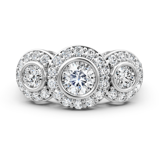1.75-7.25 CT Round Cut Lab Grown Diamonds - Three Stone Rings