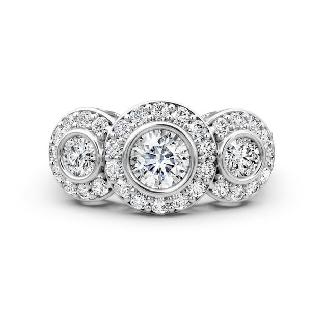 1.80 CT Round Cut Natural Diamonds - Three Stone Rings
