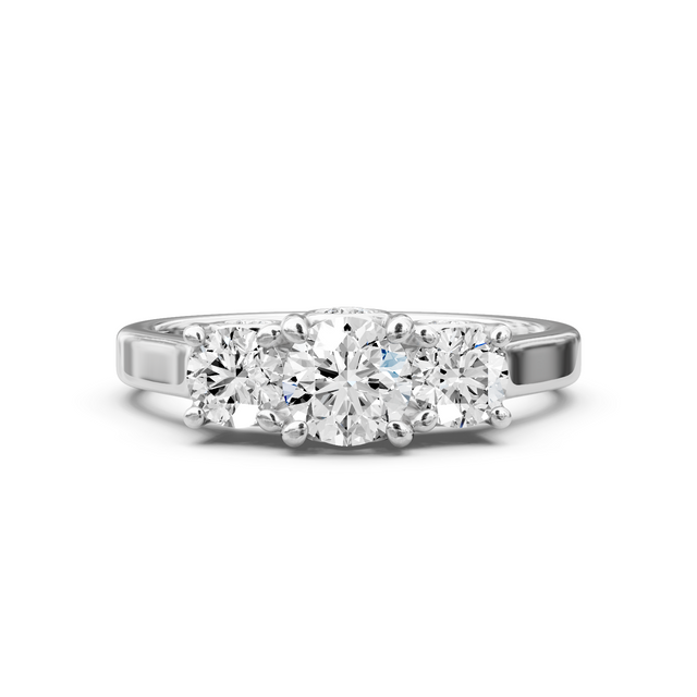 1.30-6.80 CT Round Cut Lab Grown Diamonds - Three Stone Rings