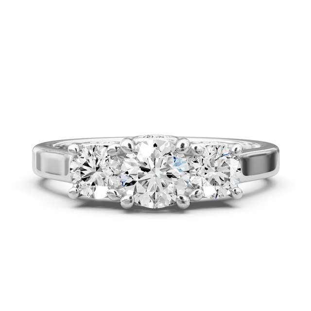 1.30 CT Round Cut Natural Diamonds - Three Stone Rings