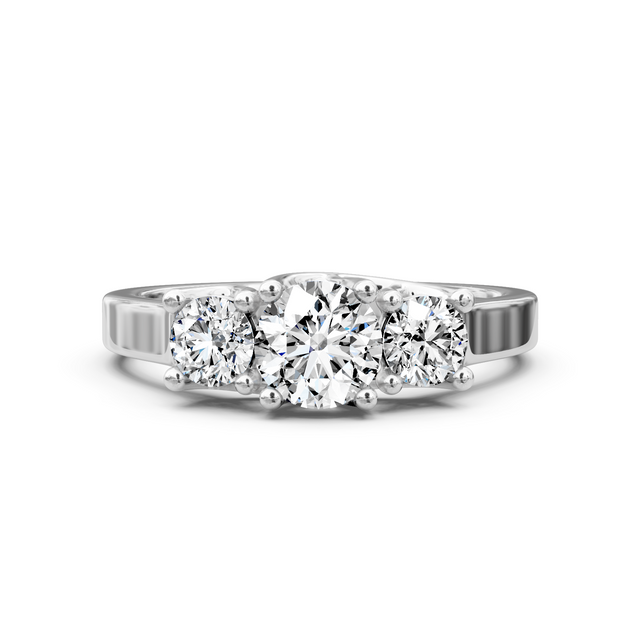 0.95-6.45 CT Round Cut Lab Grown Diamonds - Three Stone Rings