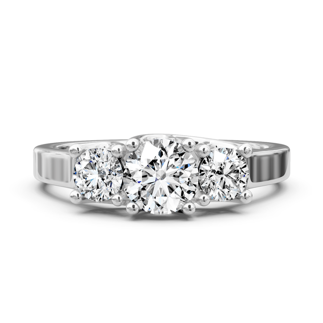 0.95-6.45 CT Round Cut Lab Grown Diamonds - Three Stone Rings