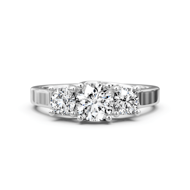 0.90 CT Round Cut Natural Diamonds - Three Stone Rings