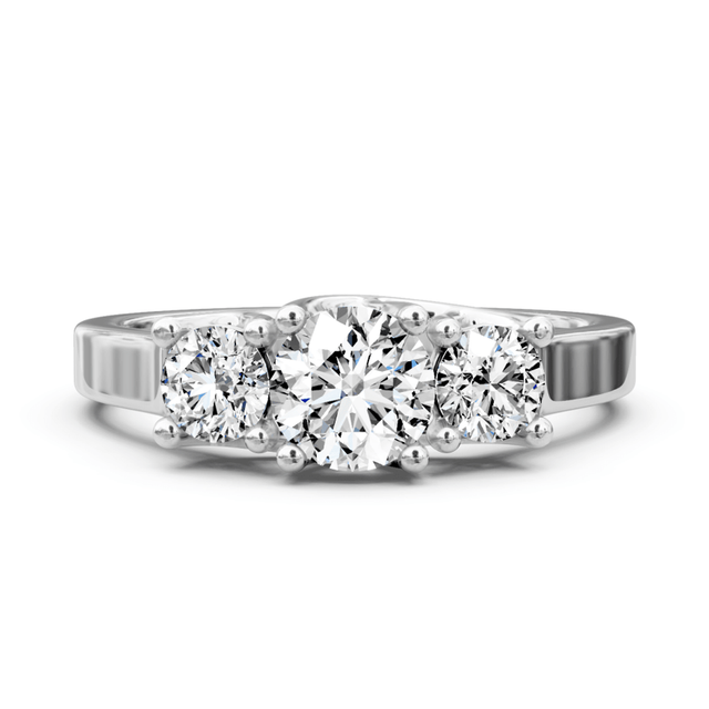0.90 CT Round Cut Natural Diamonds - Three Stone Rings