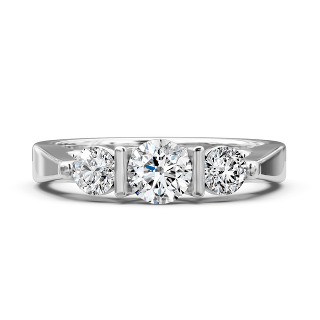0.85-6.35 CT Round Cut Lab Grown Diamonds - Three Stone Rings
