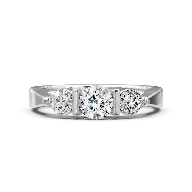 0.70 CT Round Cut Natural Diamonds - Three Stone Rings