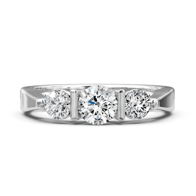 0.70 CT Round Cut Natural Diamonds - Three Stone Rings