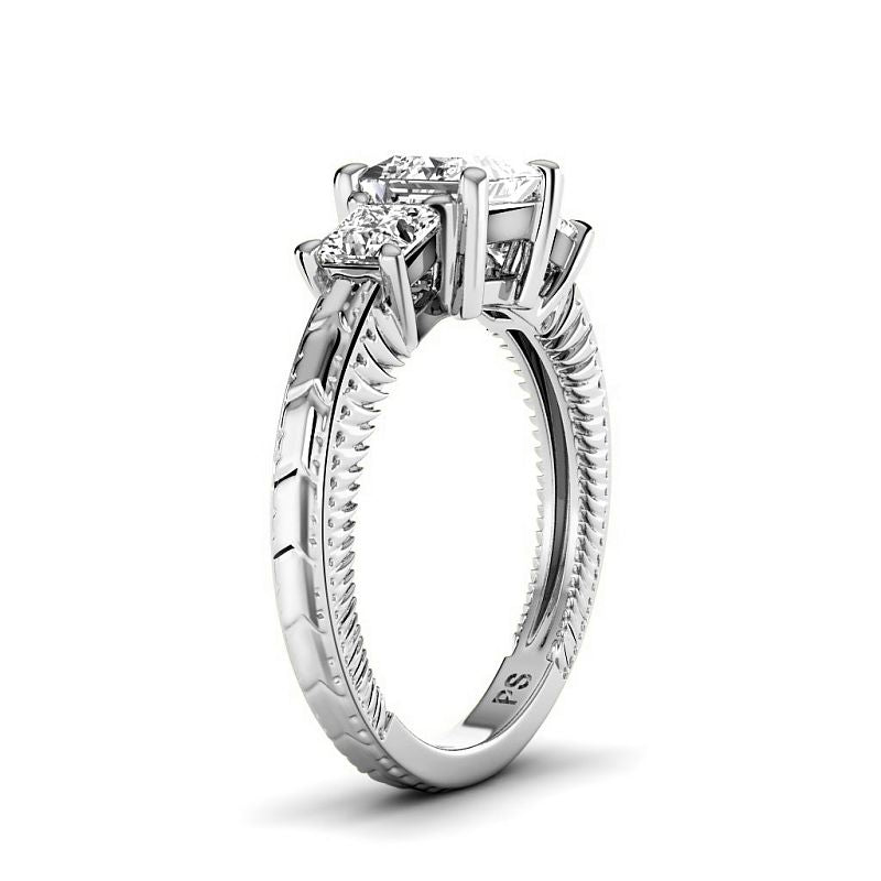 1.30 CT Princess Cut Diamonds - Three Stone Ring