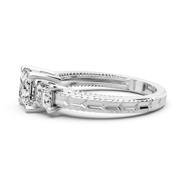 1.30 CT Princess Cut Natural Diamonds - Three Stone Rings