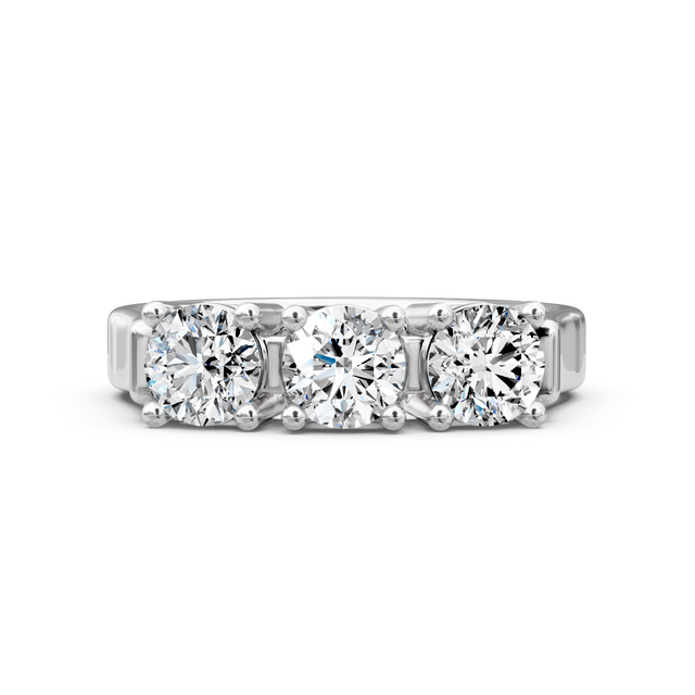 1.20-6.70 CT Round Cut Lab Grown Diamonds - Three Stone Rings