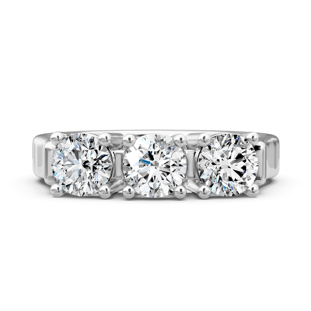 1.20-6.70 CT Round Cut Lab Grown Diamonds - Three Stone Rings