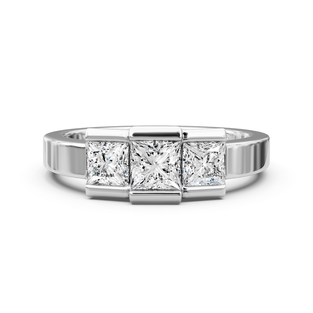 1.50-7.00 CT Princess Cut Lab Grown Diamonds - Three Stone Rings