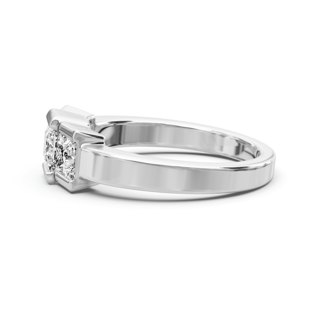 1.15 CT Princess Cut Natural Diamonds - Three Stone Rings