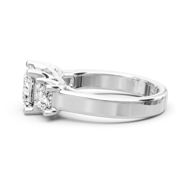 0.90 CT Princess Cut Natural Diamonds - Three Stone Rings