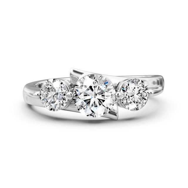 1.10-6.60 CT Round Cut Lab Grown Diamonds - Three Stone Rings