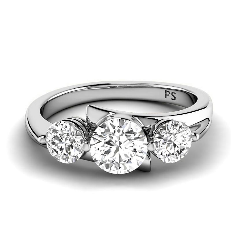 0.85 CT Round Cut Diamonds - Three Stone Ring