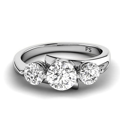 0.85 CT Round Cut Diamonds - Three Stone Ring