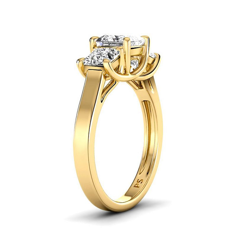 Alluring 1.50 CT Princess Cut Diamond Three Stone Ring in 14KT Yellow Gold