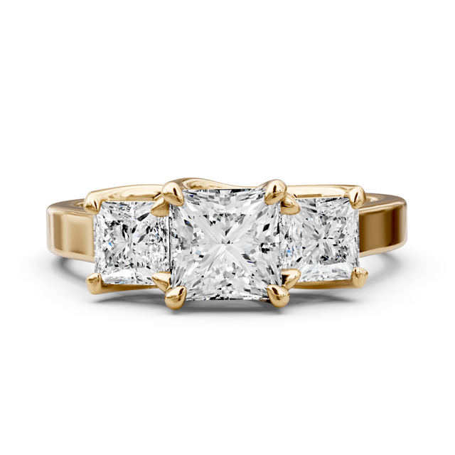 1.50 CT Princess Cut Natural Diamonds - Three Stone Rings