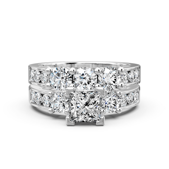 2.35-7.85 CT Princess & Round Cut Lab Grown Diamonds - Bridal Set