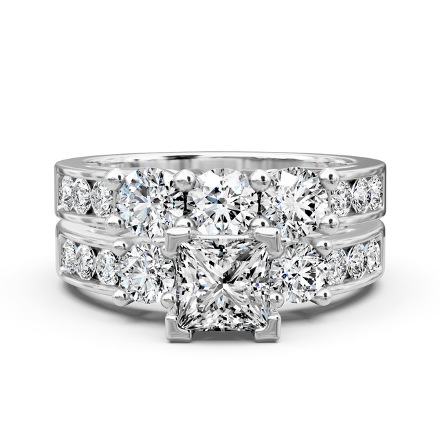 2.35-7.85 CT Princess & Round Cut Lab Grown Diamonds - Bridal Set