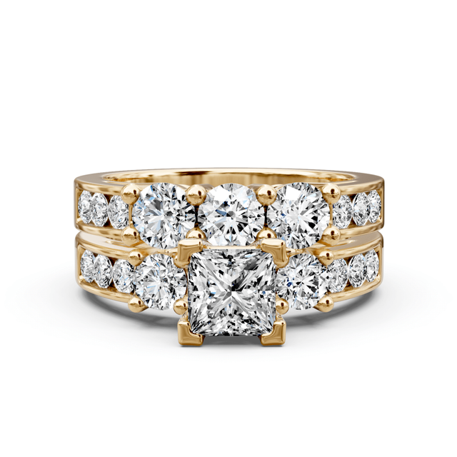 2.15-3.30 CT Princess & Round Cut Natural Diamonds - Bridal Set