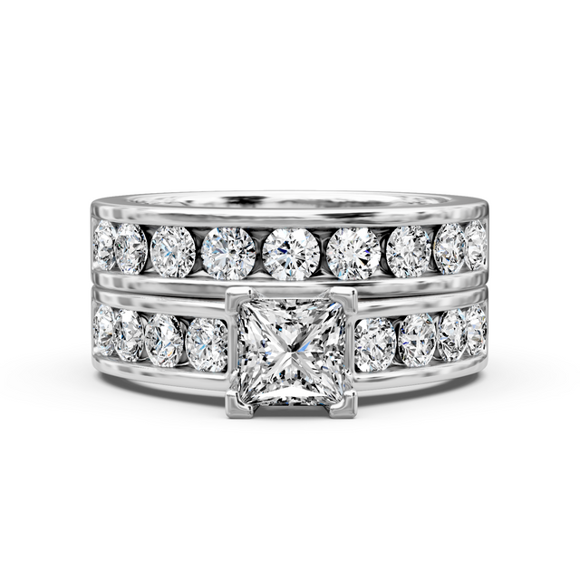 2.10-7.60 CT Princess & Round Cut Lab Grown Diamonds - Bridal Set