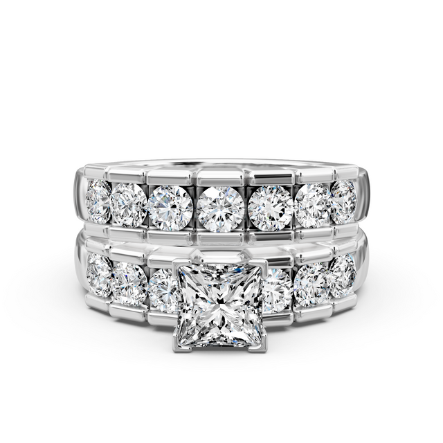 1.35-6.85 CT Princess & Round Cut Lab Grown Diamonds - Bridal Set