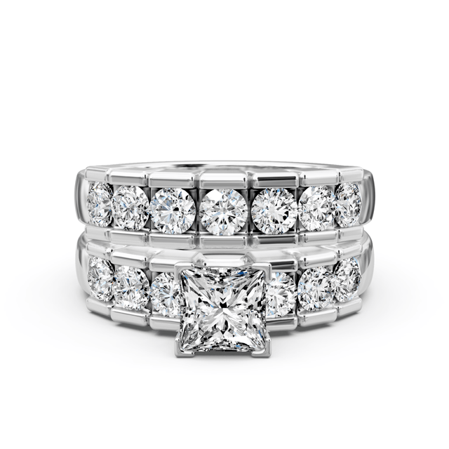 2.20-3.35 CT Princess & Round Cut Natural Diamonds - Bridal Set