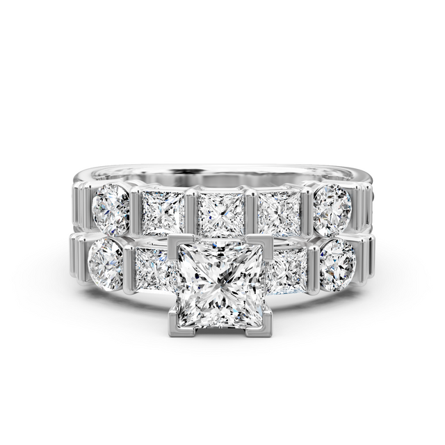 2.05-7.55 CT Princess & Round Cut Lab Grown Diamonds - Bridal Set