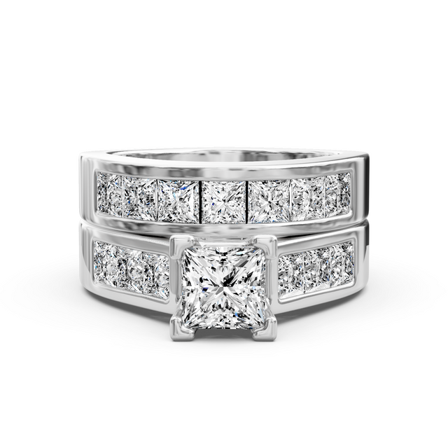 2.35-7.85 CT Princess Cut Lab Grown Diamonds - Bridal Set