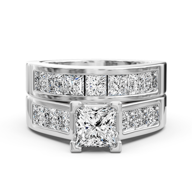 2.35-7.85 CT Princess Cut Lab Grown Diamonds - Bridal Set