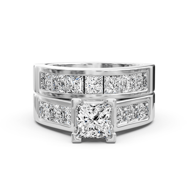 2.60-3.75 CT Princess Cut Natural Diamonds - Bridal Set
